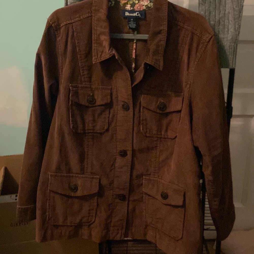 DENIM & CO Cordaroy jacket blazer style brown size 1 X
